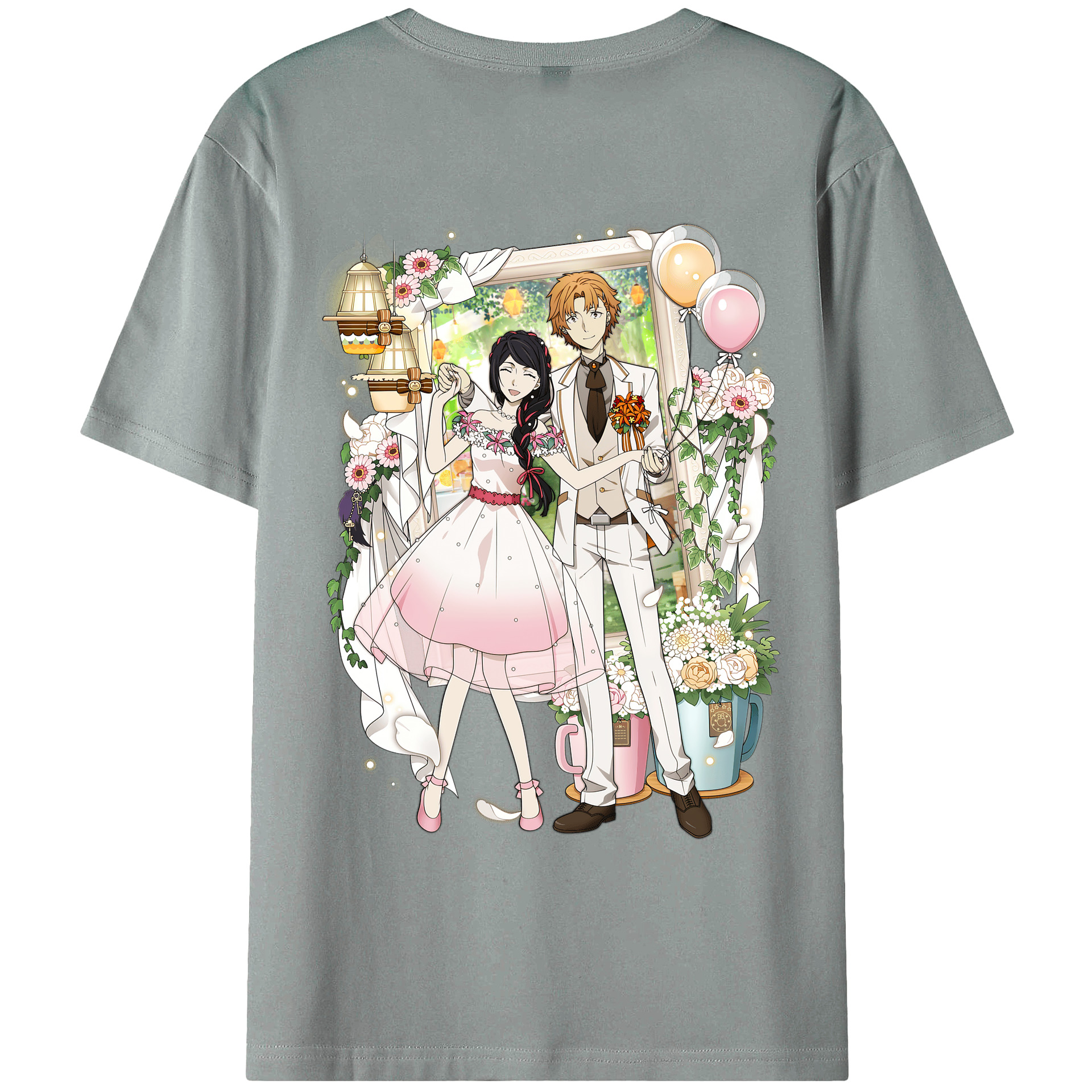 （画像用） 文豪ストレイドッグス Bungo Stray Dogs 綿100％ メンズ半袖Tシャツ（バックプリント） 通気性